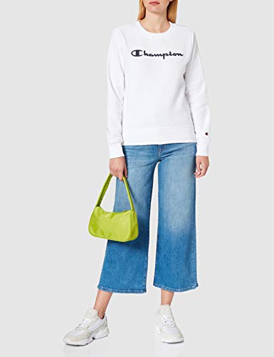 Champion Legacy Classic Logo Crewneck Suéter, Blanco, Blanca, L Regular para Mujer