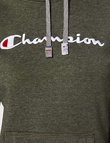 Champion Mujer - Sudadera con Capucha Classic Logo - Verde, XL
