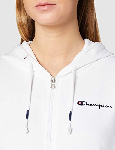 Champion Mujer - Sudadera con Capucha y Cremallera Classic Small Logo - Blanco, M