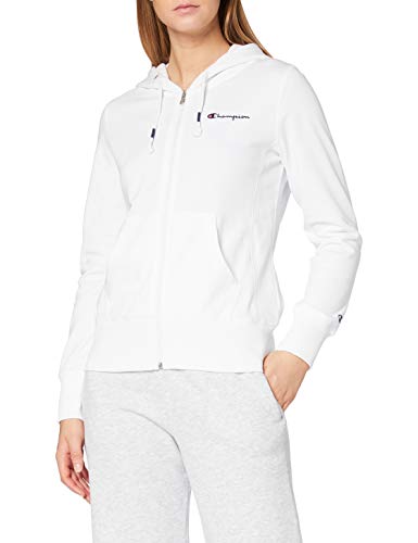 Champion Mujer - Sudadera con Capucha y Cremallera Classic Small Logo - Blanco, M