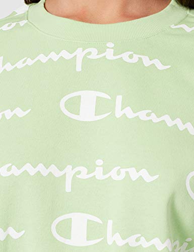 Champion Seasonal AC Logo Allover Crewneck Sweatshirt Sudadera, Verde Claro, S para Mujer