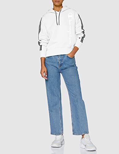 Champion Women's Seasonal Metallic Logo Hooded Sweatshirt Sudadera con Capucha, Blanco (WW001), Small para Mujer