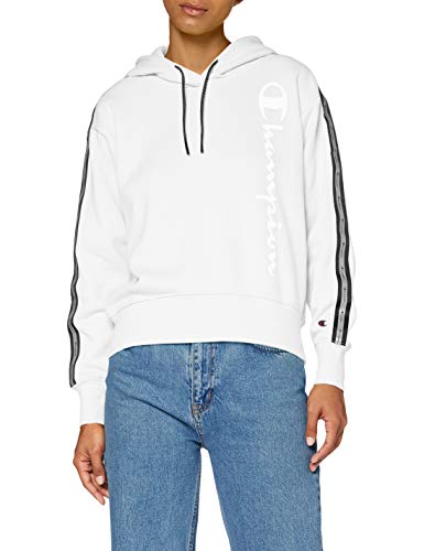 Champion Women's Seasonal Metallic Logo Hooded Sweatshirt Sudadera con Capucha, Blanco (WW001), Small para Mujer