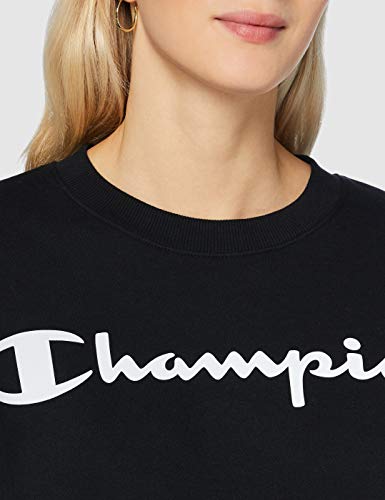 Champion Women's Seasonal Metallic Logo Sweatshirt Sudadera, Black (Kk001), XL para Mujer