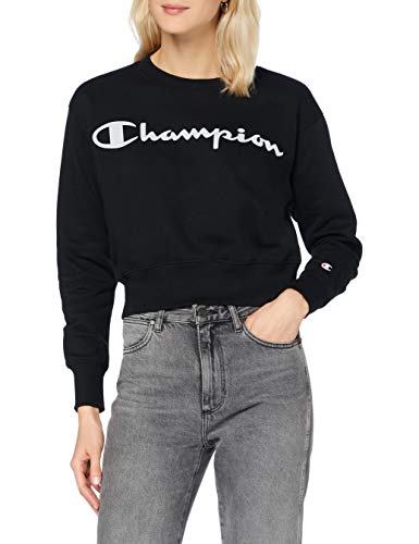 Champion Women's Seasonal Metallic Logo Sweatshirt Sudadera, Black (Kk001), XL para Mujer