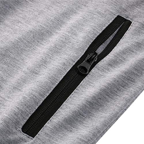 Chándal Completo de Hombre 2 Piezas Conjunto Ropa Chandal de Hombre Sudadera Cárdigan de Manga Larga con Capucha y Bolsillos + Pantalones Largos Casual Deportivo Primavera Otoño (Gris, XXL)