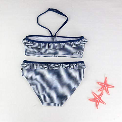 Changhants 8-16 Y Girl Bikini Set Niños Traje de baño de Dos Piezas Niñas Traje de baño de 2 Piezas Traje de baño de Verano para niños Rayas Blancas y Azules oscuras Tankini Ropa de Verano para niños