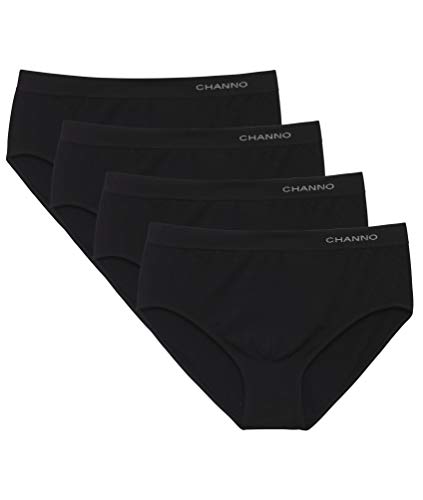 Channo Pack de 4 Braguitas Algodón Talle Alto Sin Costuras. Elásticas, Suaves y cómodas, Colores Lisos (Negro, 3XL)