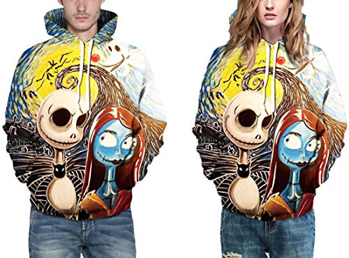 Chaos World Hombres Sudaderas con Capucha cordón Bolsillos 3D Impreso Pullover Hoodies (024 Zombie,S)