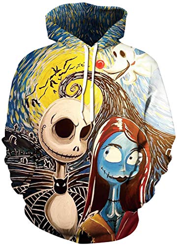 Chaos World Hombres Sudaderas con Capucha cordón Bolsillos 3D Impreso Pullover Hoodies (024 Zombie,S)