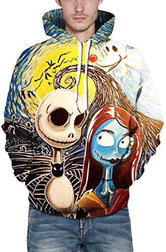Chaos World Hombres Sudaderas con Capucha cordón Bolsillos 3D Impreso Pullover Hoodies (024 Zombie,S)
