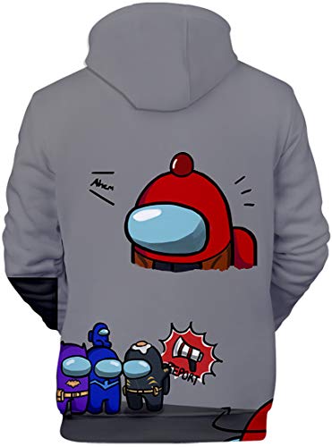 Chaos World Niños Entre Nosotros Sudadera con Capucha 3D Impresión Manga Larga Jovenes Among us(XXS,Report Gris)