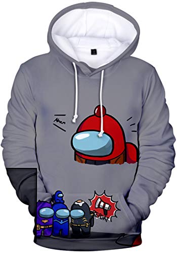 Chaos World Niños Entre Nosotros Sudadera con Capucha 3D Impresión Manga Larga Jovenes Among us(XXS,Report Gris)