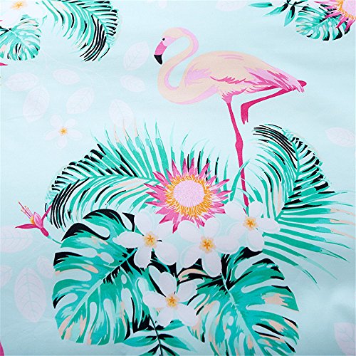 CHAOSE Funda Nórdica Microfibra Flamenco Animal Patrón Juego De Cama De Funda De Edredón 3 Piezas (Verde, 220x240 cm - Cama de 150CM/160 CM)