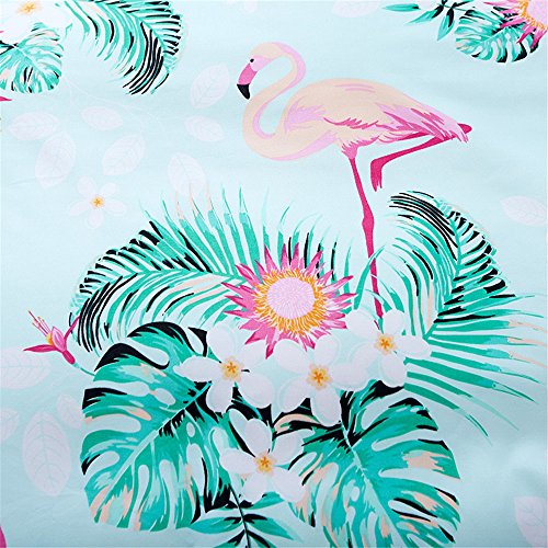 CHAOSE Funda Nórdica Microfibra Flamenco Animal Patrón Juego De Cama De Funda De Edredón 3 Piezas (Verde, 220x240 cm - Cama de 150CM/160 CM)