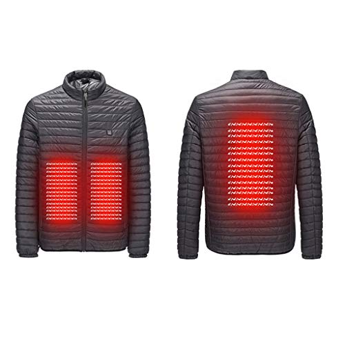 Chaqueta con Calefacción USB, Ropa Abrigo de Invierno Unisex, Abrigos Acolchados Eléctrica para Hombre y Mujer, Cazadoras Caliente Talla Grande Negro Moto Viajes Senderismo Esquiar Pesca Yvelands S