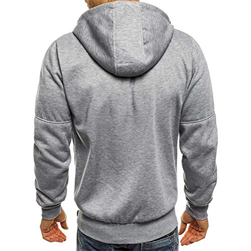 Chaqueta con Capucha de Hombre Ropa Estilo Deportivo Sudadera Cierre de Cremallera Abrigo Casual de Cuello Elevado Extragrande Invierno para Hombres (Gris Claro, M)