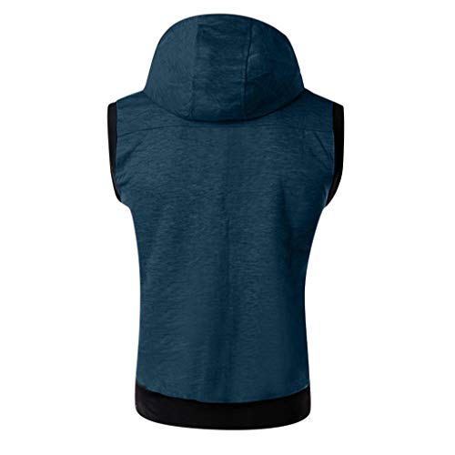 Chaqueta con Capucha Hombre Invierno Casual Chaleco Deporte Blusa Manga Larga De Patchwork Tops chándales Cremallera de Bolsillo Cazadoras riou