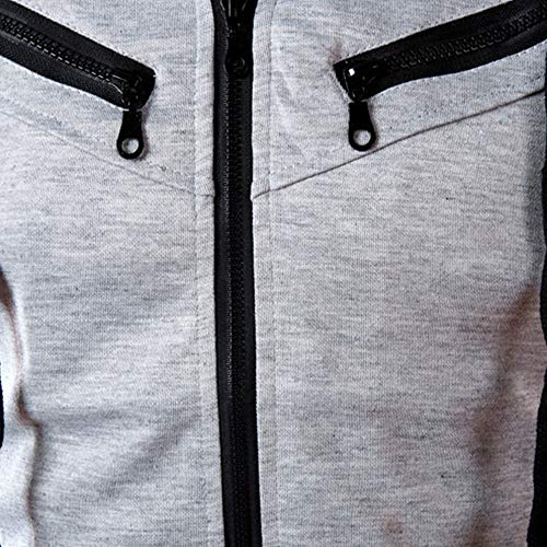 Chaqueta con Capucha Hombre Invierno Casual Chaleco Deporte Blusa Manga Larga De Patchwork Tops chándales Cremallera de Bolsillo Cazadoras riou