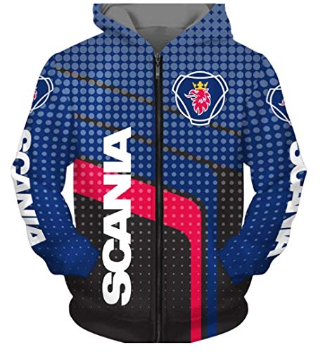 Chaqueta con Cremallera De Manga Larga con Capucha De Otoño/Invierno para Hombre S-C-A-N-I-A Letra Impreso Rayas De Lunares Suéter con Capucha En Contraste Elegante Simple Wild Casual (1,XXL)