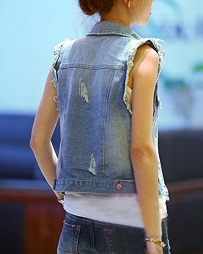 Chaqueta De Mezclilla Mujeres Abrigo Sin Manga Chaleco Corto Jeans Denim Jacket L
