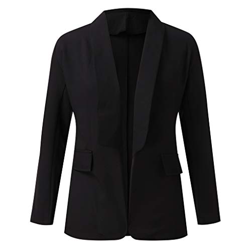 Chaqueta De Traje Mujer Slim Fit Fiesta Blazer Manga Larga De Solapa Oficina Negocios Ejecutiva Trajes Americana Outerwear Primavera Ropa STRIR (M, Negro)