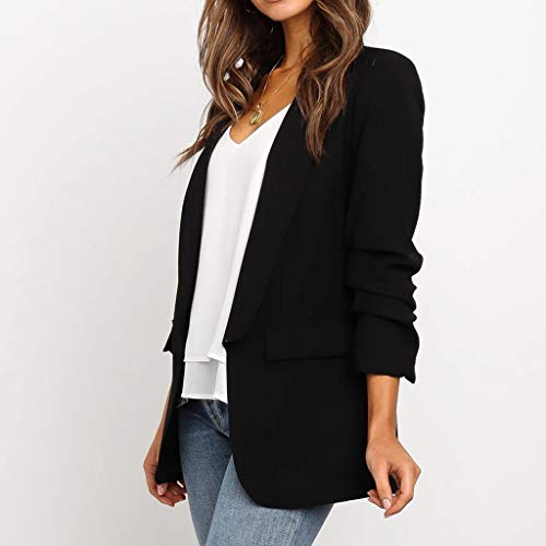 Chaqueta De Traje Mujer Slim Fit Fiesta Blazer Manga Larga De Solapa Oficina Negocios Ejecutiva Trajes Americana Outerwear Primavera Ropa STRIR (M, Negro)
