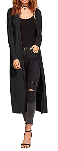 Chaqueta extralarga para Mujer - De Manga Larga con Cuello - Estilo Masculino - Negro - XXXL - UK 24-26/EU 52-54 (Talla Grande)