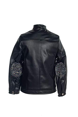 Chaqueta Motera de Niño. Cazadora Biker Negra con Cremallera. Disfraz de Grease. Chaqueta de Moto de Piel. para Invierno o Primavera. 8 Años