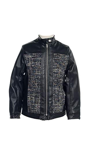 Chaqueta Motera de Niño. Cazadora Biker Negra con Cremallera. Disfraz de Grease. Chaqueta de Moto de Piel. para Invierno o Primavera. 8 Años