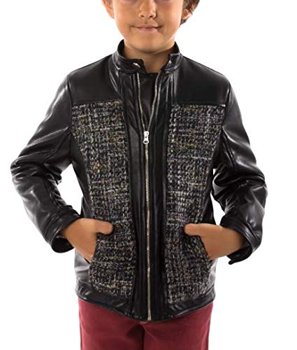 Chaqueta Motera de Niño. Cazadora Biker Negra con Cremallera. Disfraz de Grease. Chaqueta de Moto de Piel. para Invierno o Primavera. 8 Años