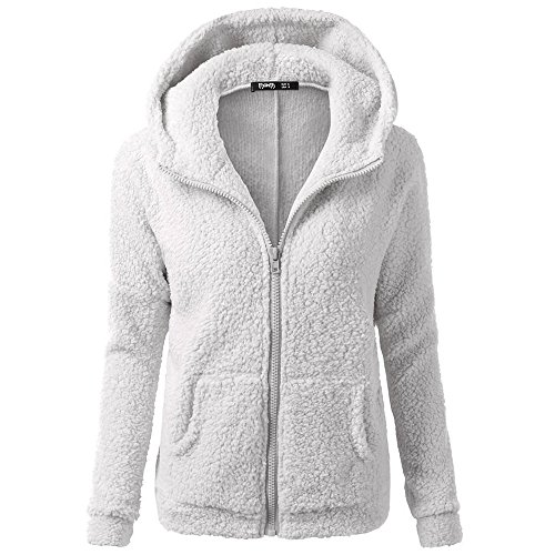 Chaqueta Mujeres de Invierno de Lana Cálida Cremallera Abrigo con Capucha Casual Suéter Abrigo de Algodón Outwear Hoodie riou