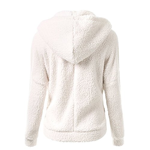 Chaqueta Mujeres de Invierno de Lana Cálida Cremallera Abrigo con Capucha Casual Suéter Abrigo de Algodón Outwear Hoodie riou