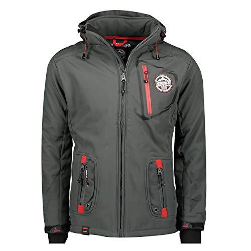 Chaqueta multifunción softshell impermeable para hombre de Geographical Norway, Otoño/Invierno, Manga Larga, Mujer, color gris, tamaño XXL