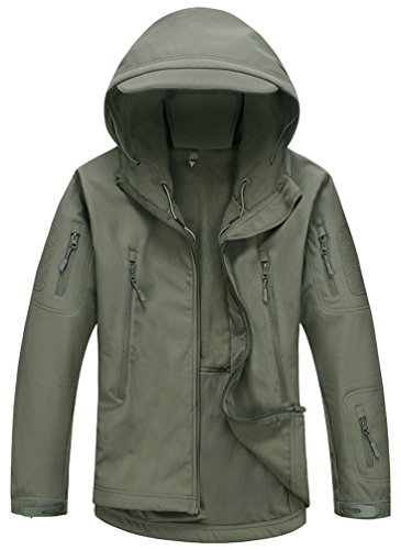 Chaqueta táctica con capucha para hombre Kelmon, chaqueta, Manga Larga, Hombre, color Ejercito Verde, tamaño Medium
