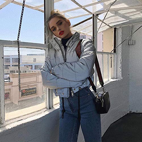 Chaquetas de Mujer Cortas Otoño Reflectante SHOBDW Mujer Liquidación Venta Sudadera Invierno Manga Larga Tops Cremallera Informal Cuello Alto Jerseys Prendas De Vestir Exteriores Chaqueta De Abrigos