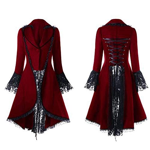 Chaquetas para Mujer De Esmoquin De Halloween Corsé Steampunk Gótico Victoriano para Mujer Manga Larga Encajes Retro Vestido vpass