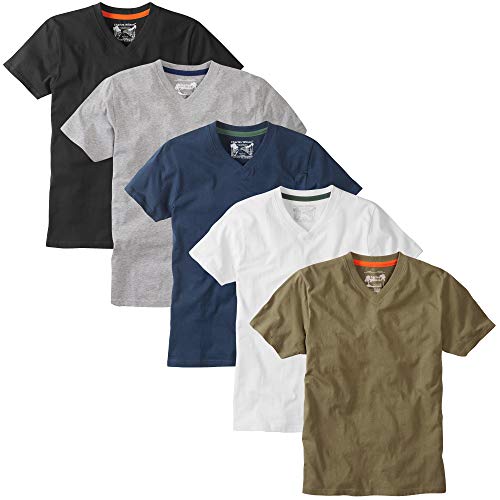 Charles Wilson Paquete 5 Camisetas Cuello Pico Lisas (Large, Essentials Type 23)