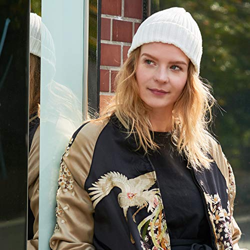 CHARM Casualbox | Hombres Fisherman Gorros Beanie 100% Algodón Damas Tejido Gorros Beanie Gorra Clásico Diseño Sencillo Acanalado Flojo Sombrero Beige