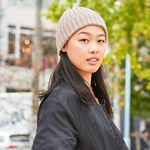CHARM Casualbox | Hombres Fisherman Gorros Beanie 100% Algodón Damas Tejido Gorros Beanie Gorra Clásico Diseño Sencillo Acanalado Flojo Sombrero Beige