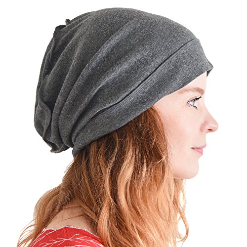 CHARM Casualbox Orgánico Algodón Flojo Gorros Beanie Desgarbado Holgado Sombrero para Hombre & Mujeres Hipster Moda Tocados Gris Oscuro