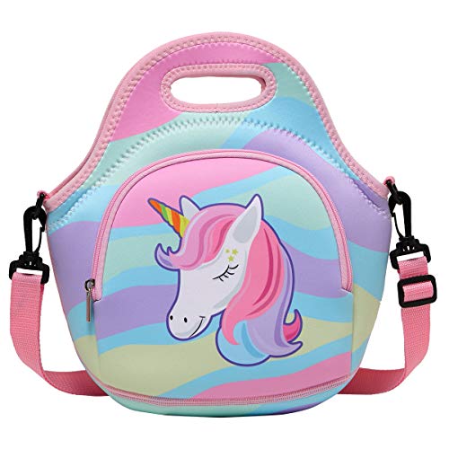 Chase Chic Borsa per il pranzo per Bambini,ChasechicCarinaLeggeroBorsa Porta pranzo isolata in Neoprene con tracolla regolabile rimovibile Unicornio