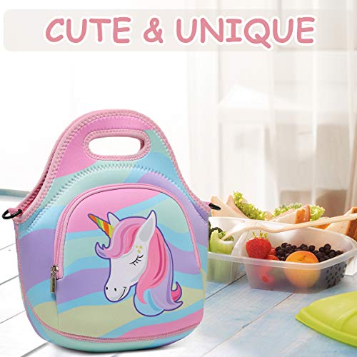 Chase Chic Borsa per il pranzo per Bambini,ChasechicCarinaLeggeroBorsa Porta pranzo isolata in Neoprene con tracolla regolabile rimovibile Unicornio