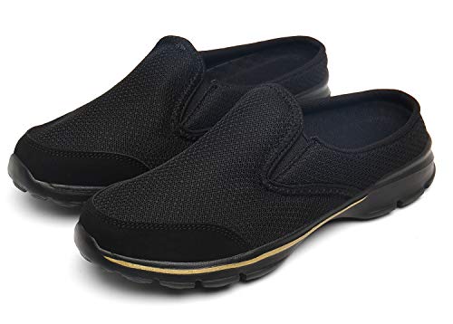 ChayChax Zapatillas de Estar por Casa para Mujer Hombre Zuecos Cómodos Suave Pantuflas de Interior Exterior Antideslizante Ligero Planos Zapatos de Casa, Negro A, 46 EU
