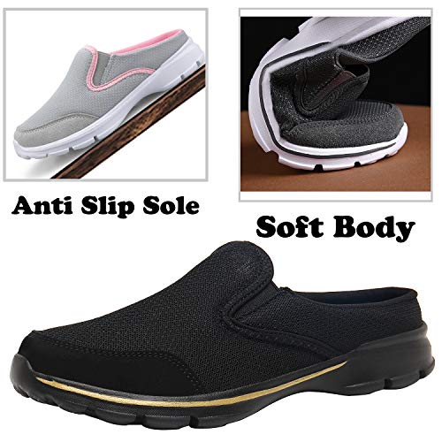 ChayChax Zapatillas de Estar por Casa para Mujer Hombre Zuecos Cómodos Suave Pantuflas de Interior Exterior Antideslizante Ligero Planos Zapatos de Casa, Negro A, 46 EU