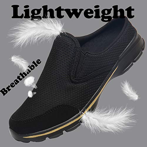 ChayChax Zapatillas de Estar por Casa para Mujer Hombre Zuecos Cómodos Suave Pantuflas de Interior Exterior Antideslizante Ligero Planos Zapatos de Casa, Negro A, 46 EU