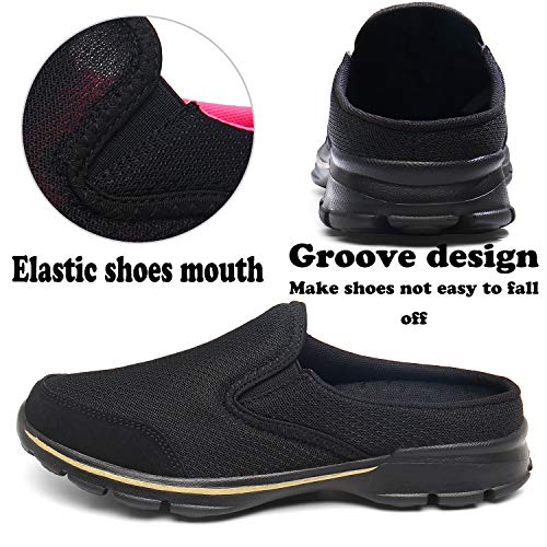 ChayChax Zapatillas de Estar por Casa para Mujer Hombre Zuecos Cómodos Suave Pantuflas de Interior Exterior Antideslizante Ligero Planos Zapatos de Casa, Negro A, 46 EU