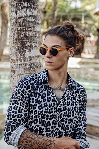 Cheapass Gafas de Sol Redondas Montura Naranja Mate con Cristales Oscuros Protección UV400 Vintage Hombre Mujer