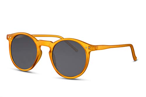 Cheapass Gafas de Sol Redondas Montura Naranja Mate con Cristales Oscuros Protección UV400 Vintage Hombre Mujer