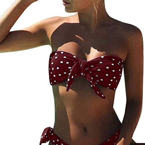 CheChury Bikini Mujer 2021 Dos Piezas Ropa con con Estampado de Lunares Traje de baño Conjunto de Bikini Push-Up Verano Acolchado Bra